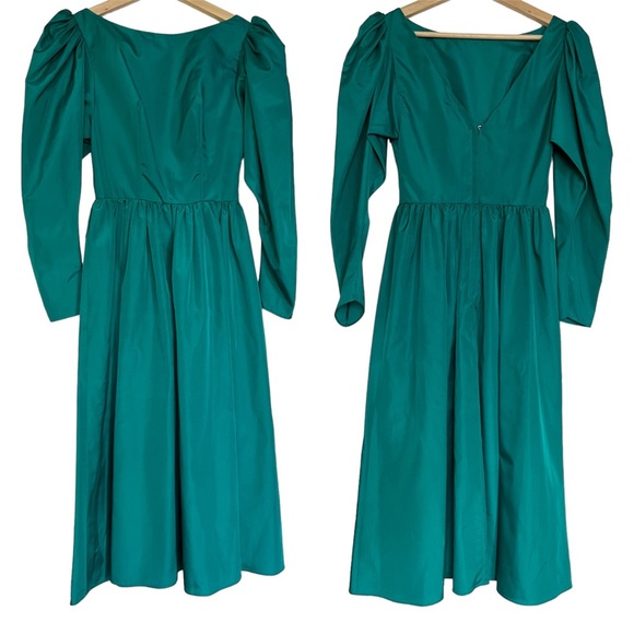 House of Bianchi Dresses Vtg 8s House Of Bianchi Teal Long Sleeve Formal Midi Dress Poshmark